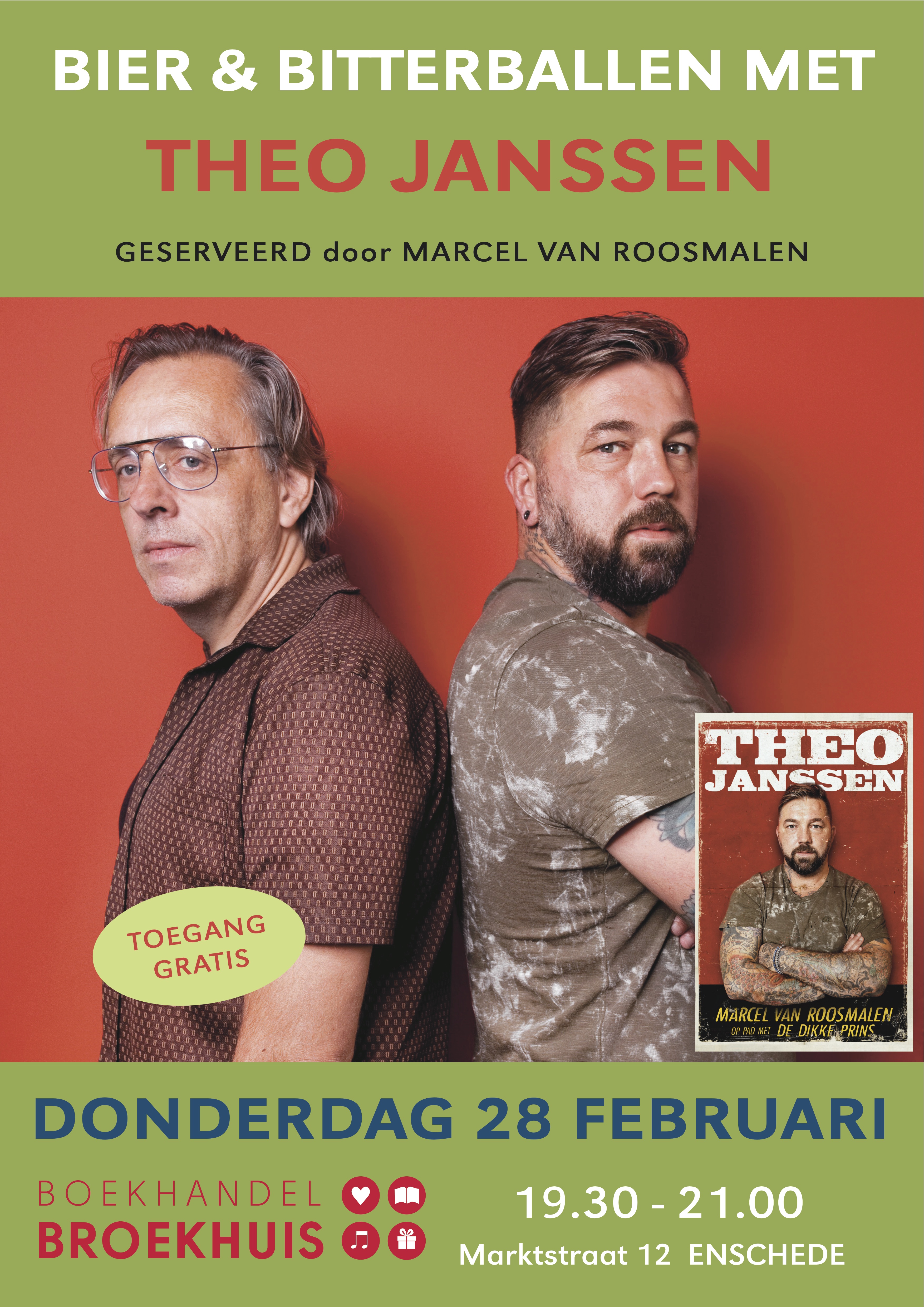 THEO JANSSEN EN MARCEL VAN ROOSMALEN OP 28 FEBRUARI IN ENSCHEDE
