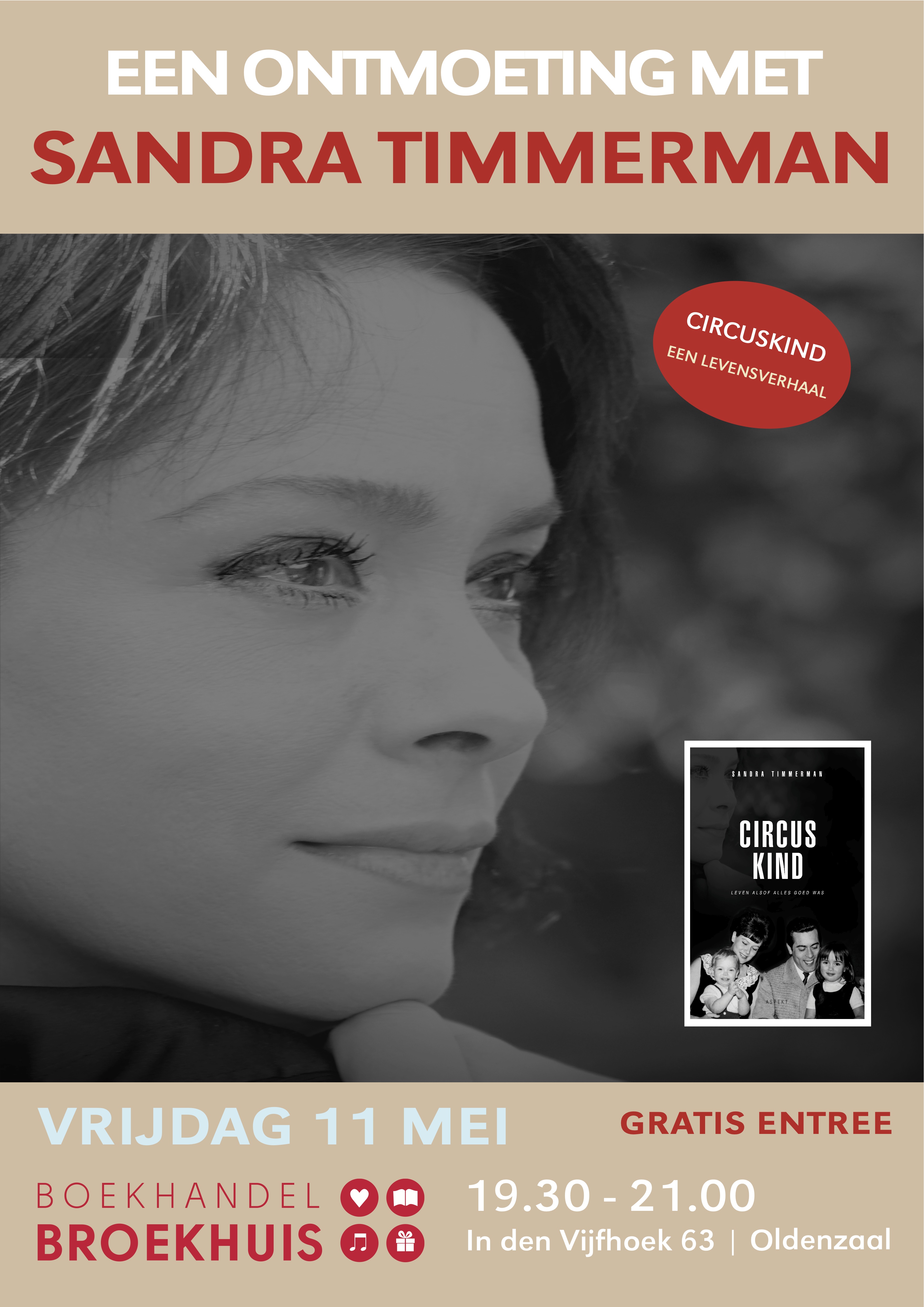 Sandra Timmerman met biografie Circuskind op 11 mei in Oldenzaal