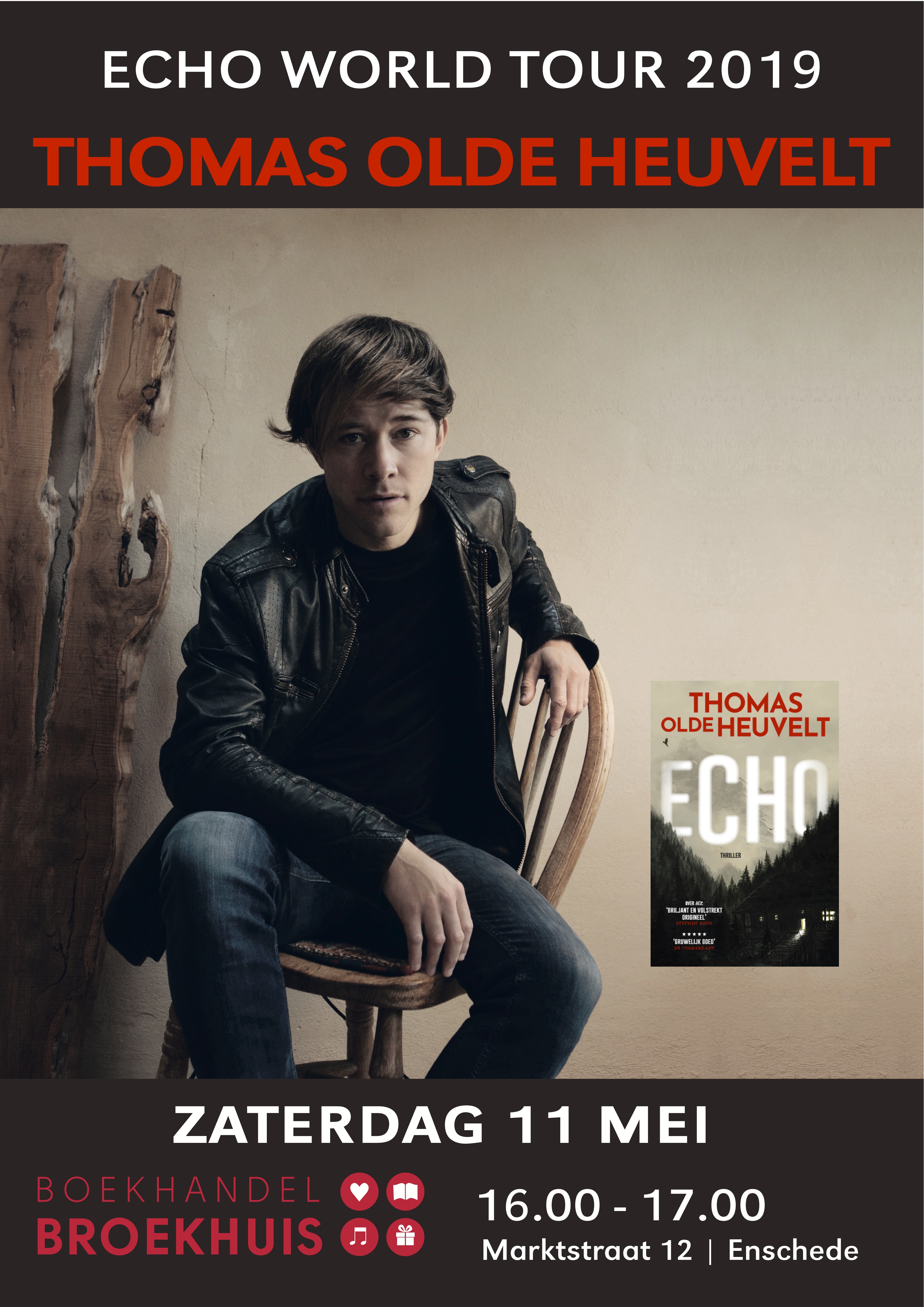 Thomas Olde Heuvelt start Echo World Tour 2019 bij Broekhuis Enschede op 11 mei