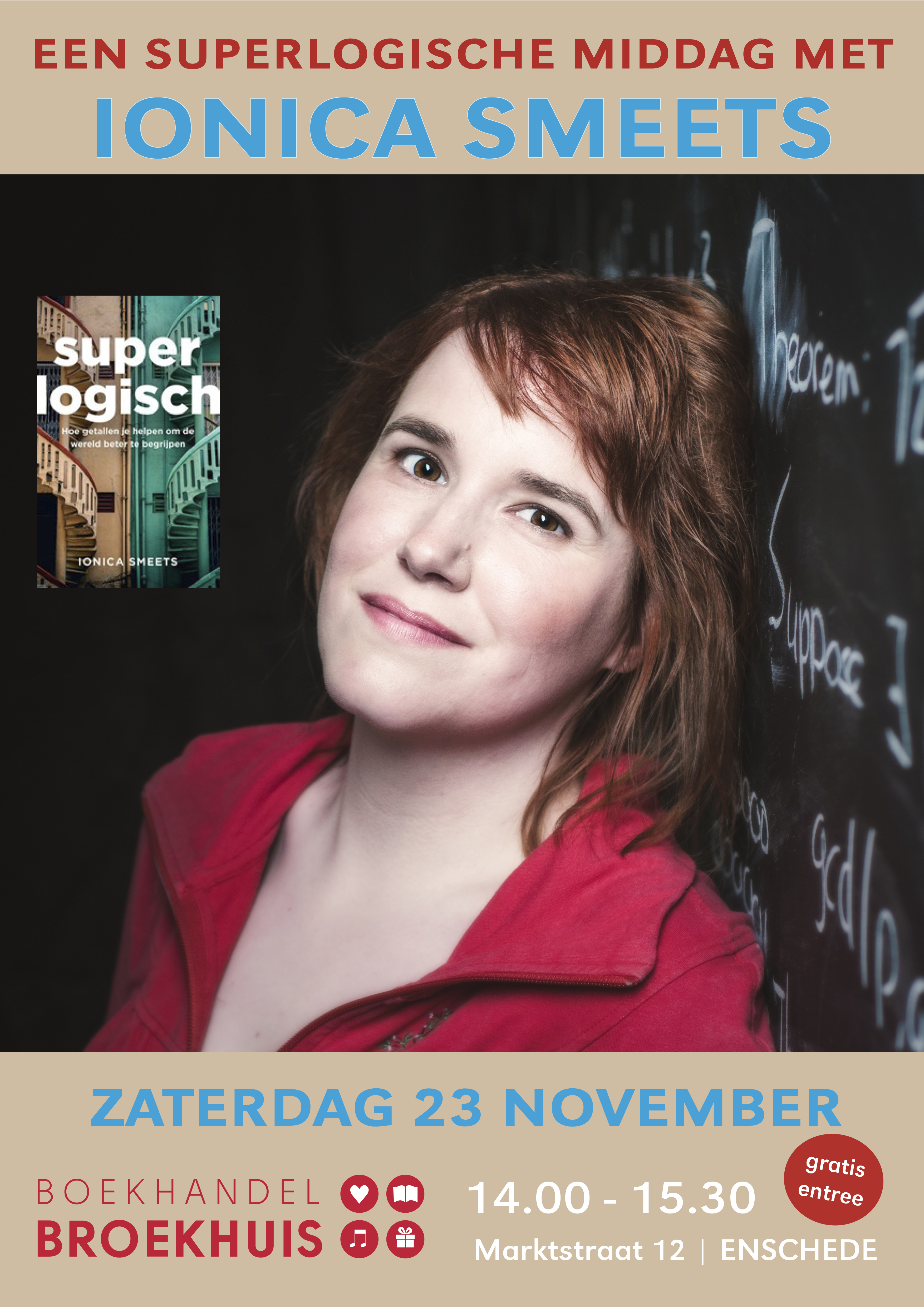 Een superlogische middag met Ionica Smeets op 23 november bij Broekhuis Enschede