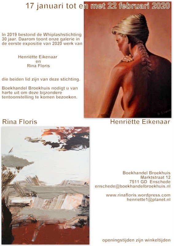Expositie Henriëtte Eikenaar en whiplash-collega Rina Floris vanaf 17 januari in galerie Broekhuis Enschede