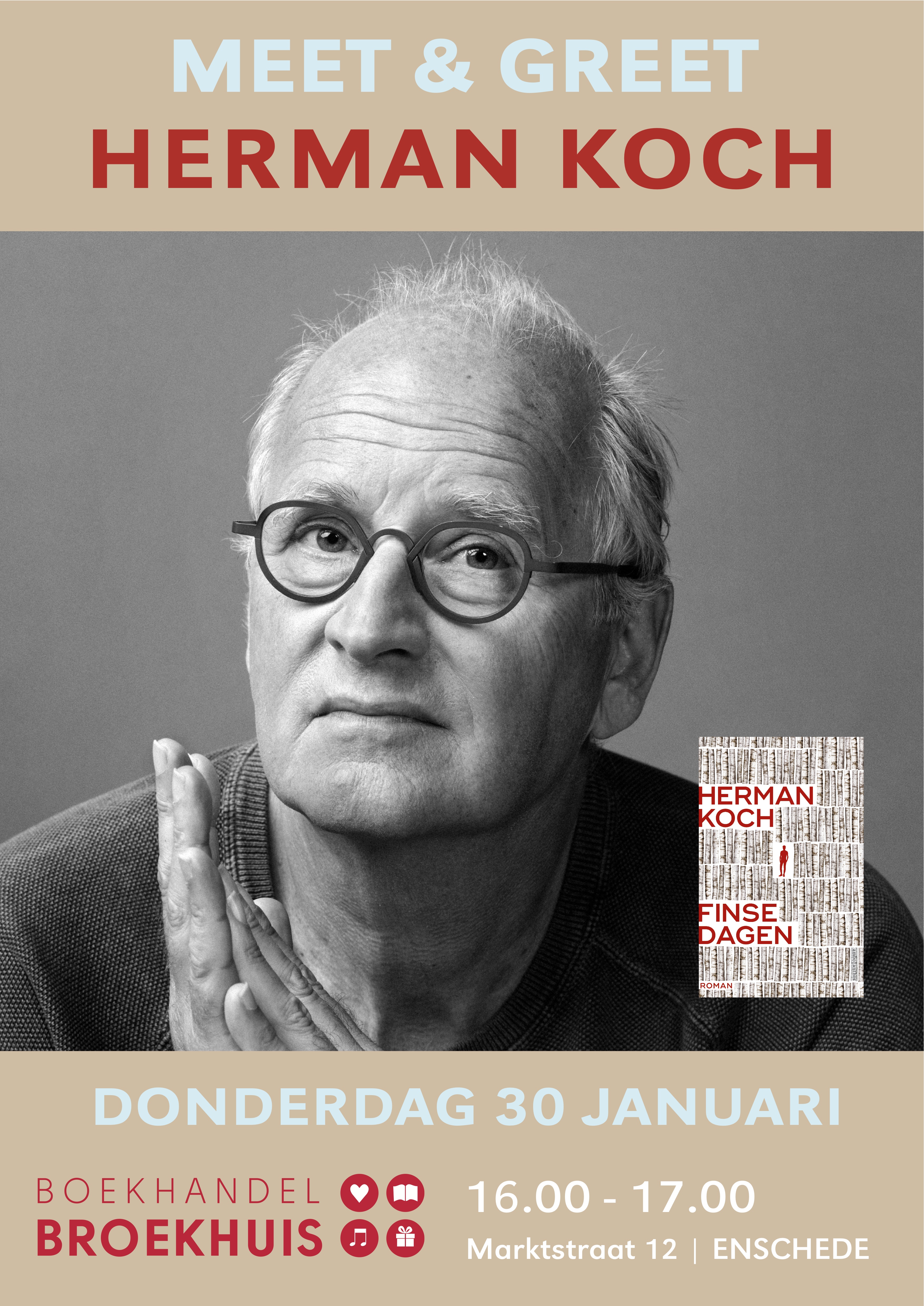 Meet & Greet met HERMAN KOCH op donderdagmiddag 30 januari bij Broekhuis Enschede