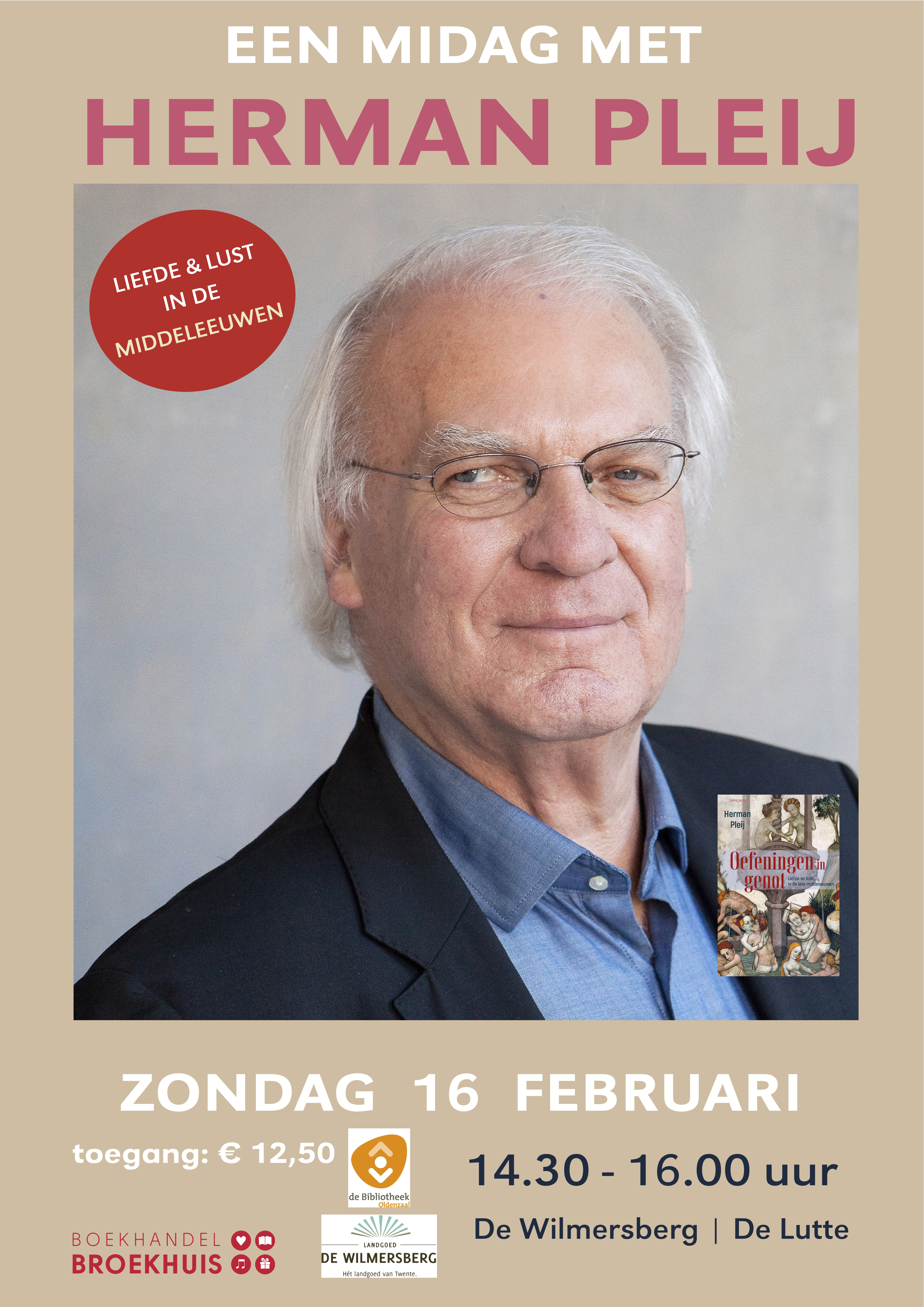 Een middag met Herman Pleij op 16 februari in de Wilmersberg, De Lutte