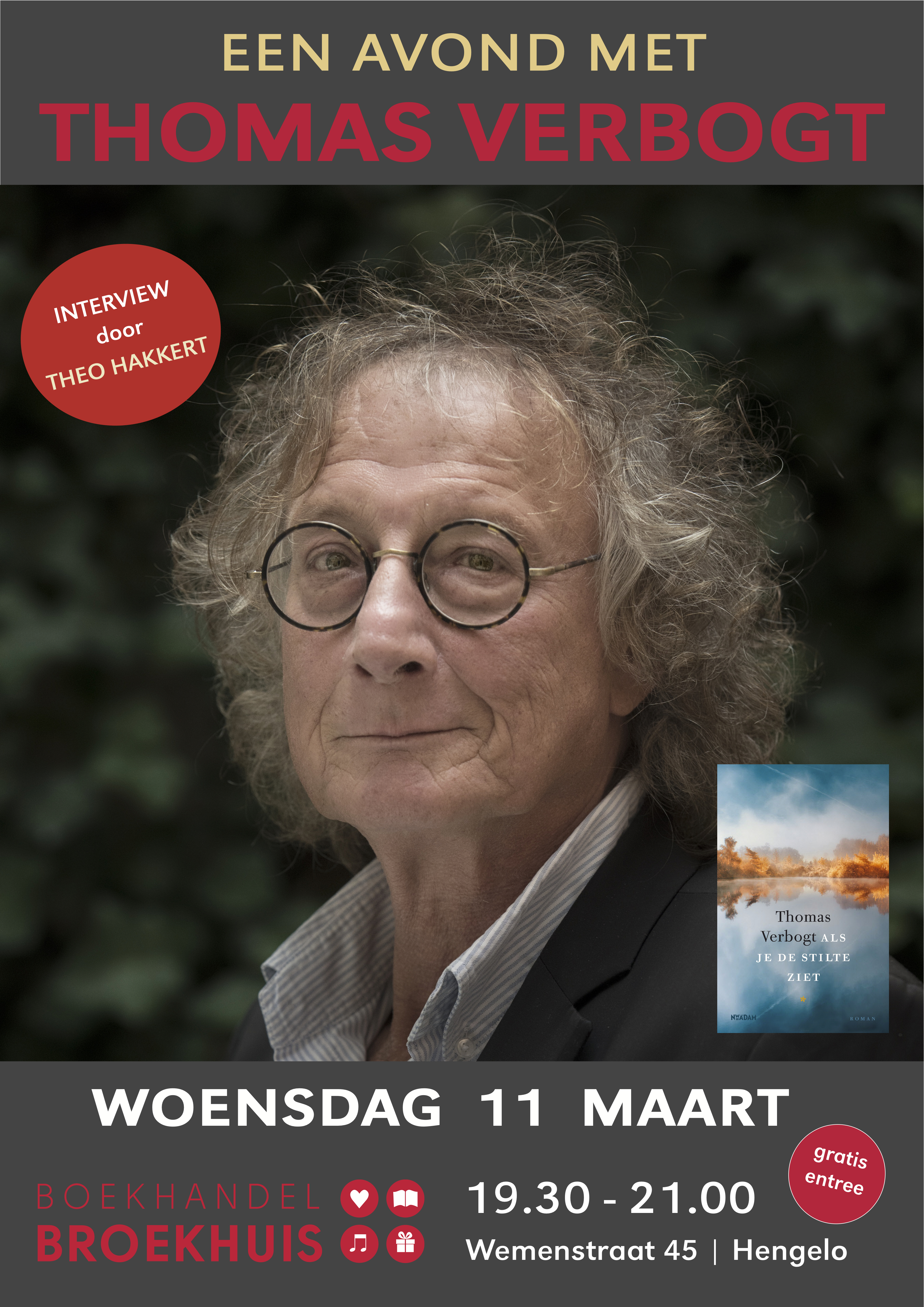 Een avond met THOMAS VERBOGT op 11 maart bij Broekhuis HENGELO
