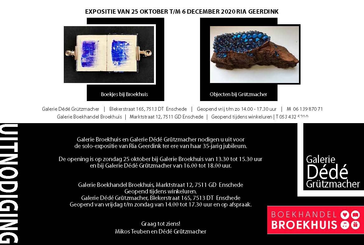 Jubileumexpositie Ria Geerdink start 25 oktober in galerie Broekhuis