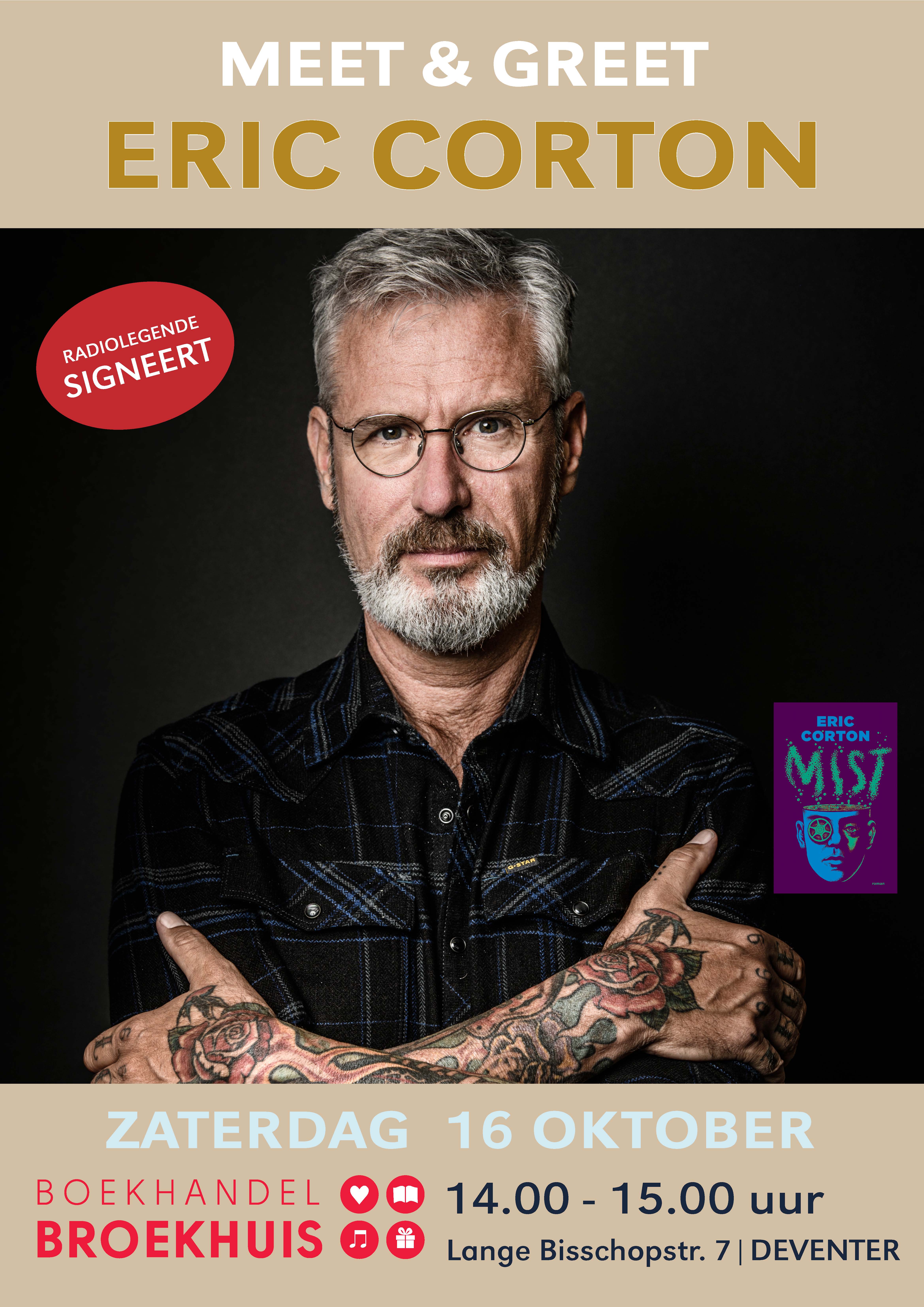 Meet & Greet ERIC CORTON op 16 oktober bij signeersessie 'Mist' bij Broekhuis Deventer