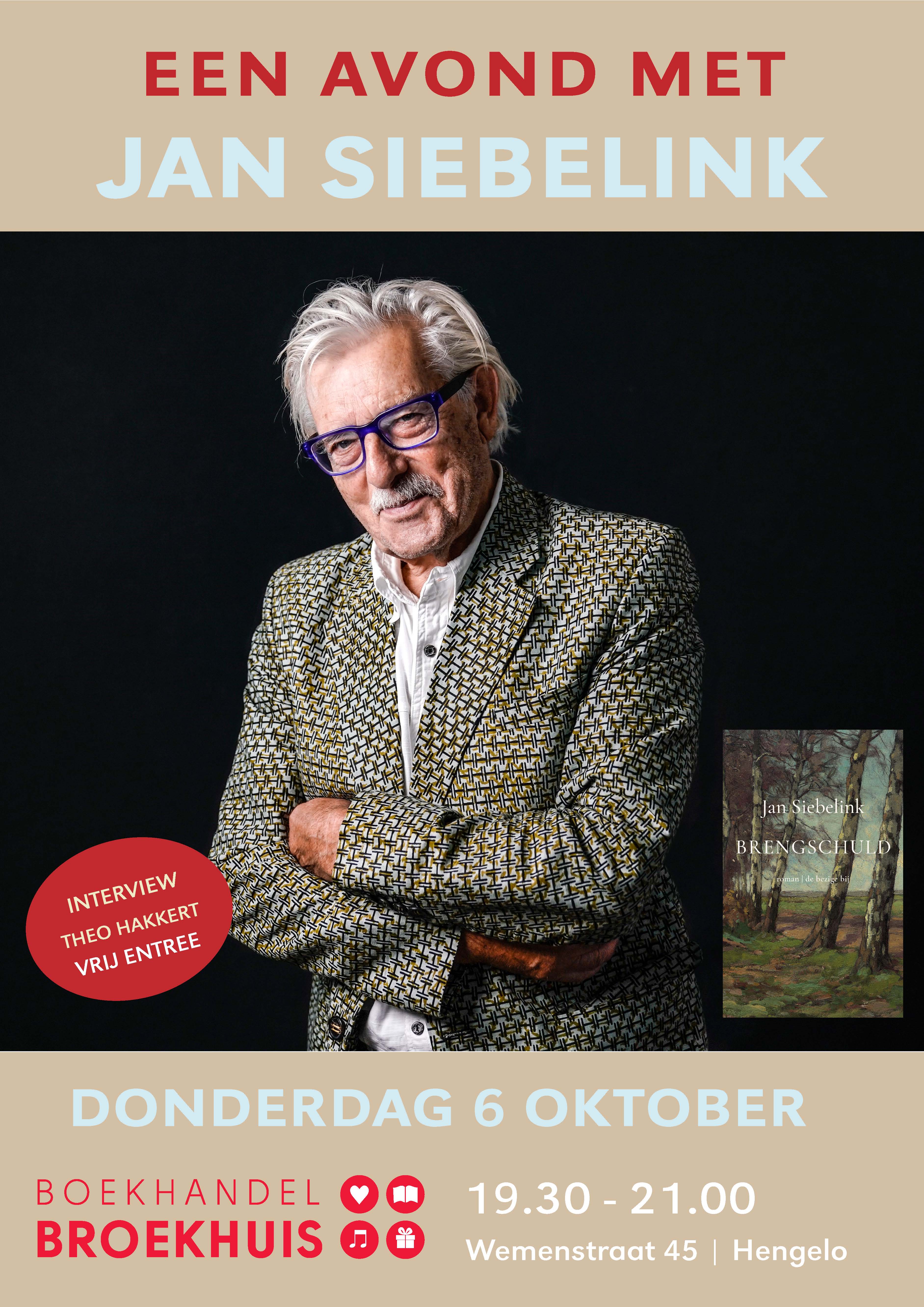 Een avond met Jan Siebelink op 6 oktober bij Broekhuis Hengelo