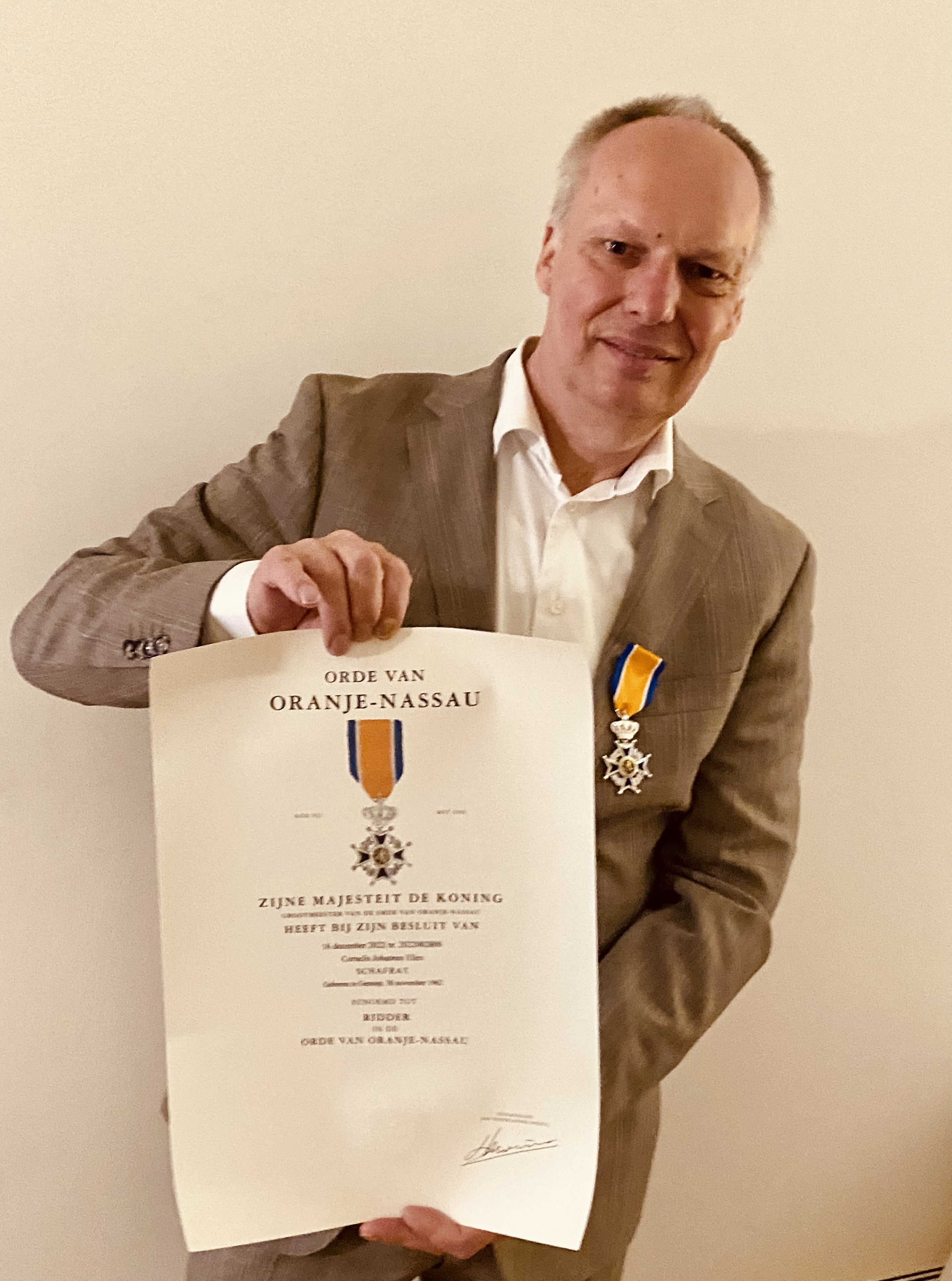 Kees Schafrat benoemd tot Ridder in de orde van Oranje-Nassau