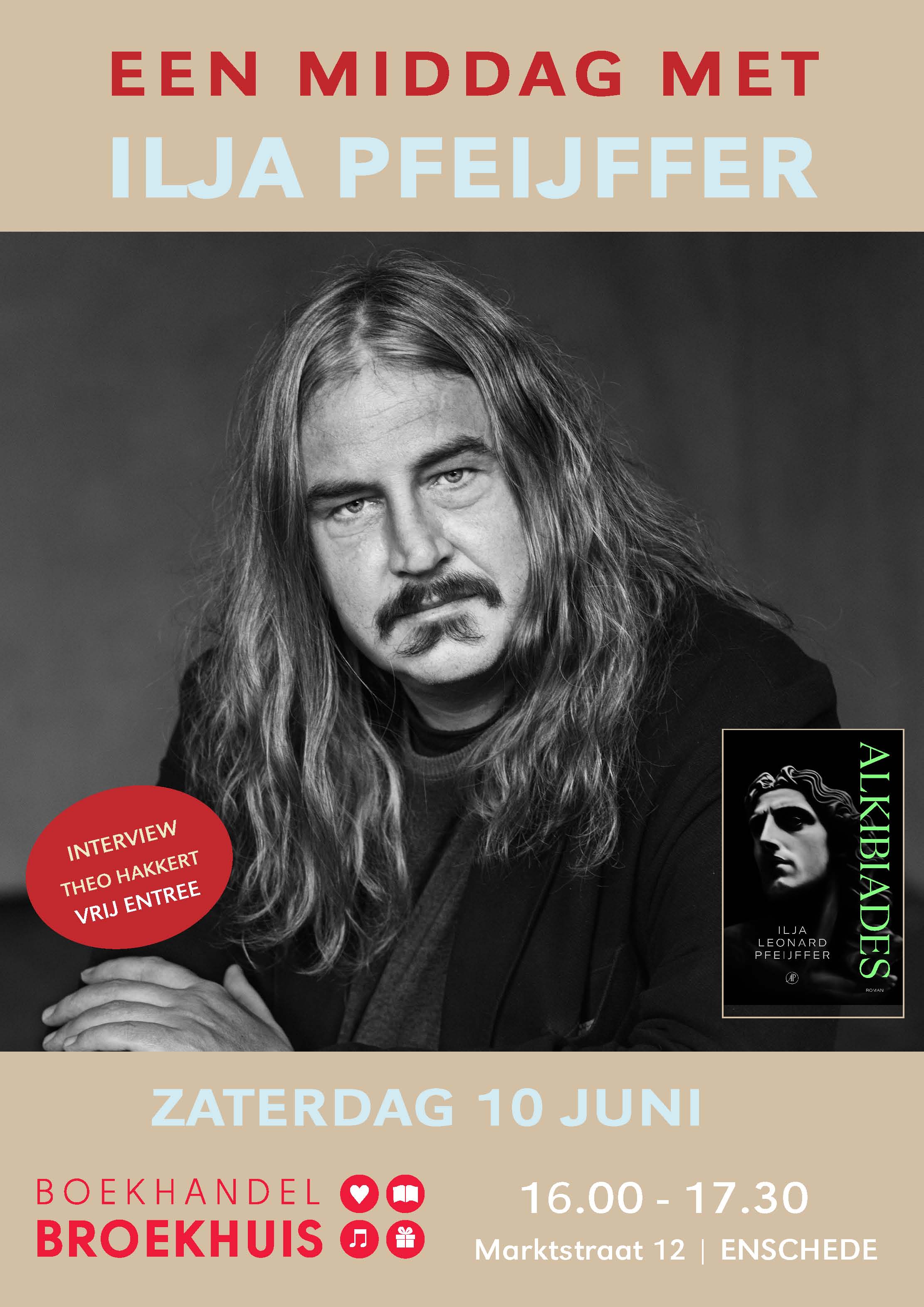 Interview Ilja Leonard Pfeijffer op 10 juni bij Broekhuis Enschede