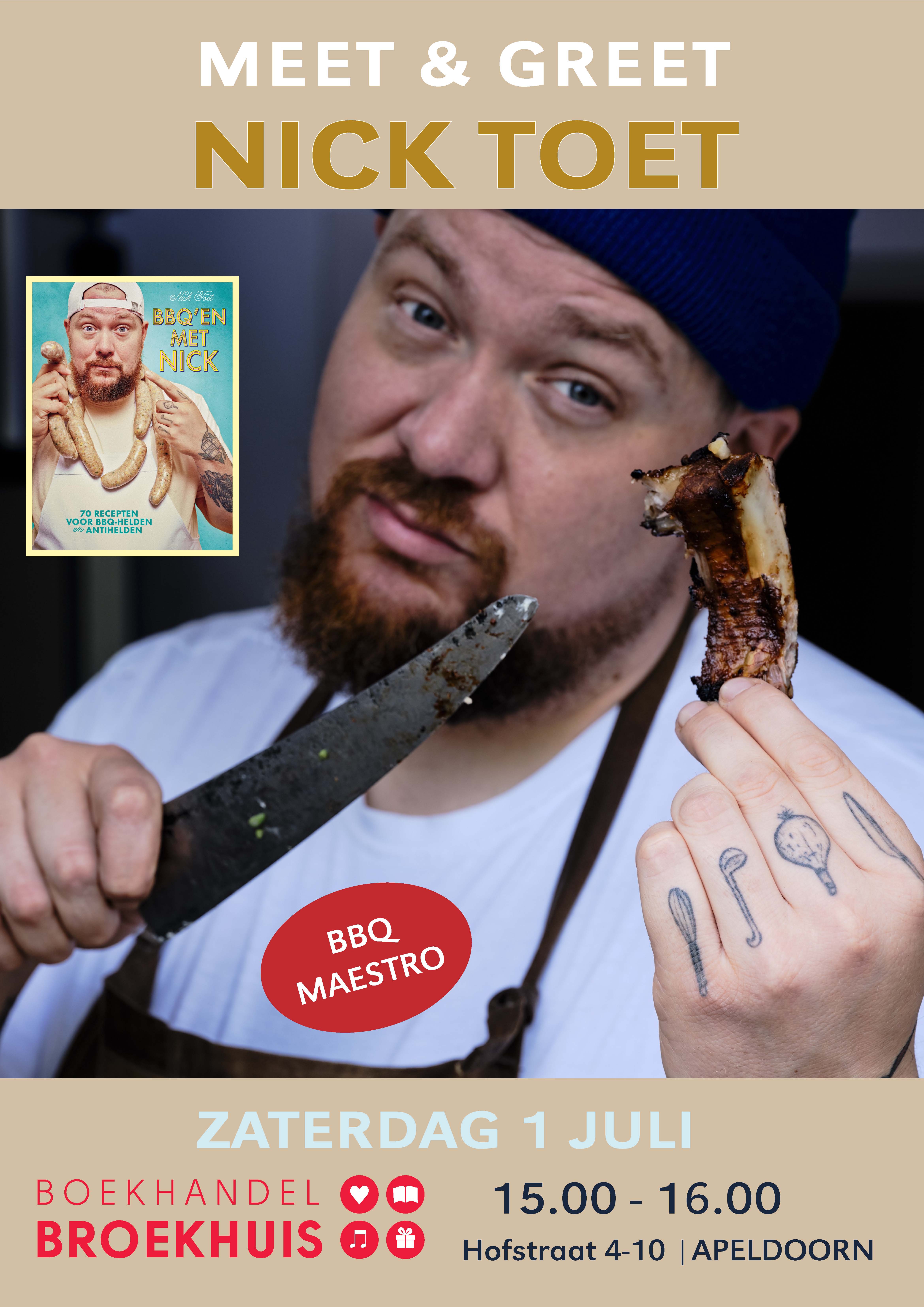 Meet & greet BBQ-kok Nick Toet op 1 juli bij Broekhuis Apeldoorn