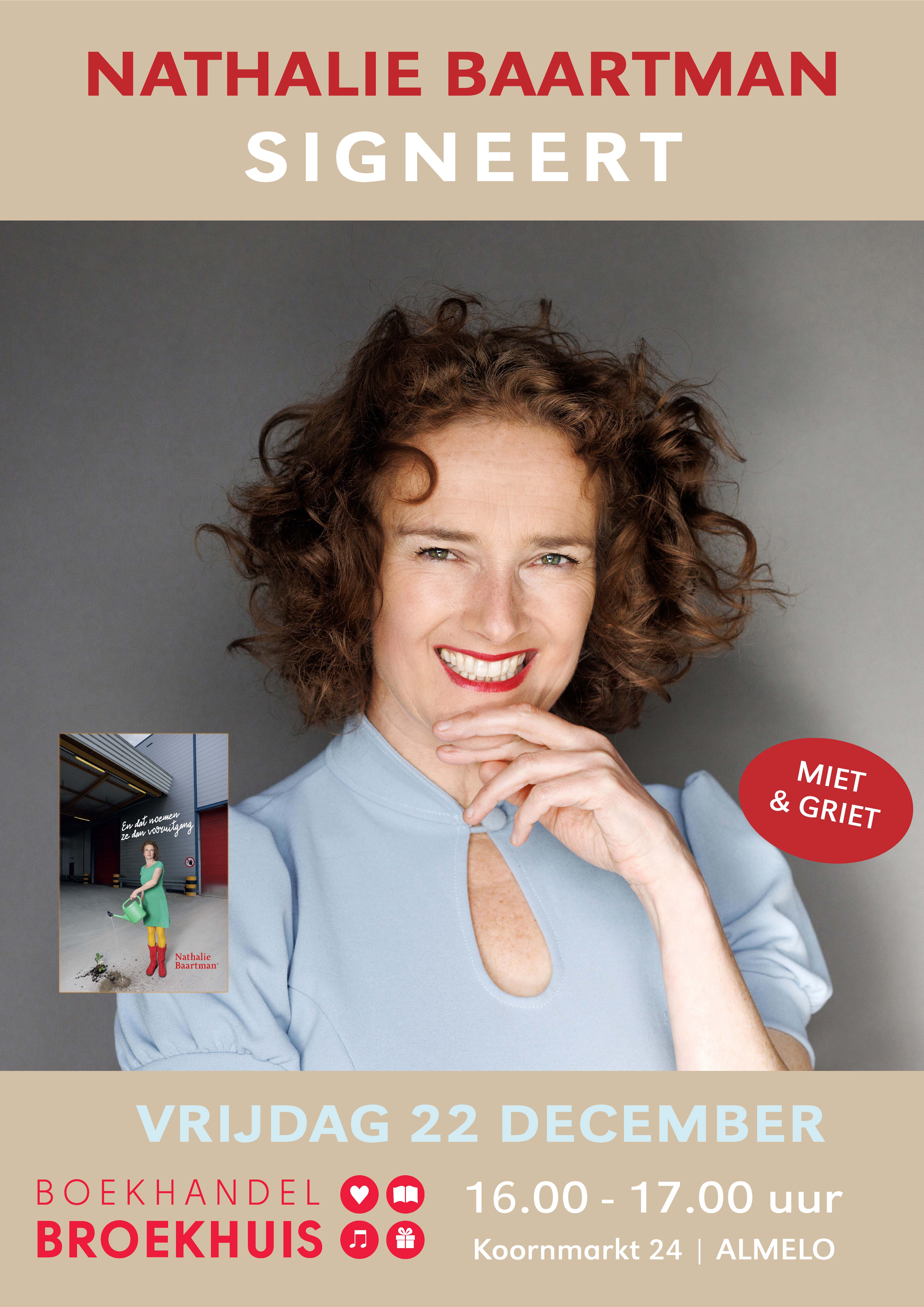 Nathalie Baartman signeert haar bundel op 22 december bij Bokehandel Broekhuis Almelo