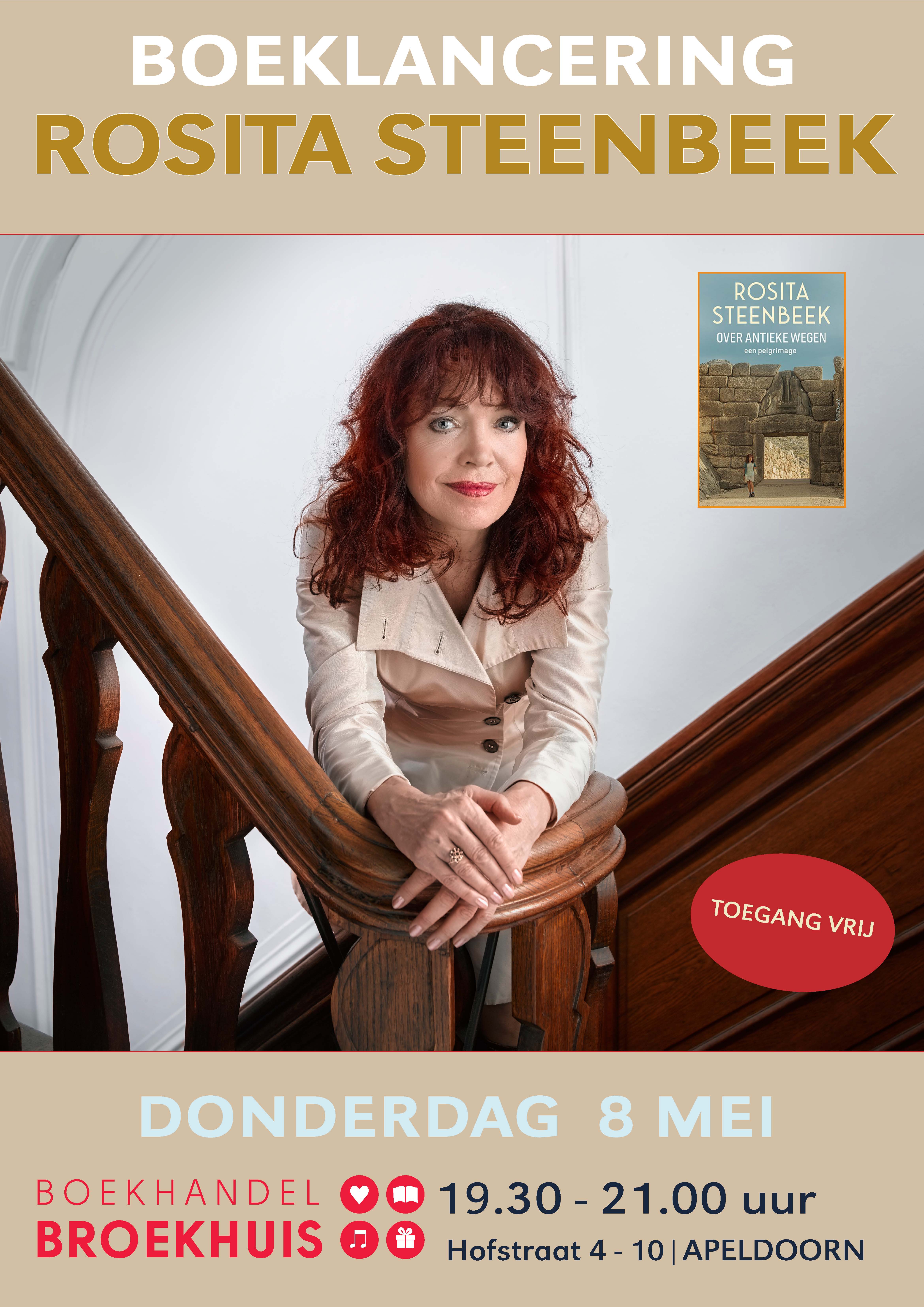 Boeklancering met Rosita Steenbeek op 8 mei bij Broekhuis Apeldoorn